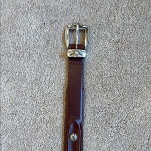 Brown Leather Belt with Silver Buckle